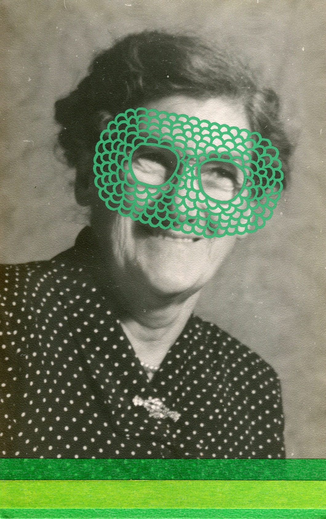 Retro Smiling Masked Woman Art Collage - Naomi Vona Art