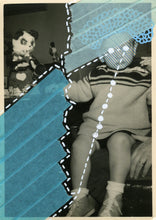 Charger l&#39;image dans la galerie, Light Blue Art Collage On Vintage Baby Portrait - Naomi Vona Art
