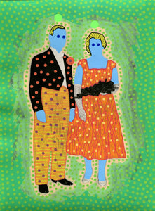 Retro Couple Portrait Art Collage - Naomi Vona Art