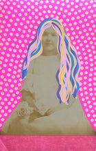 将图片加载到图库查看器，Neon Pink Collage Art On Vintage Girl Portrait - Naomi Vona Art
