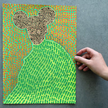 Load image into Gallery viewer, Neon Yellow And Green Creepy Fashion Art Illustration - Naomi Vona Art

