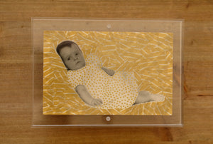 Golden Art Collage Over A Vintage Baby Portrait Photo - Naomi Vona Art