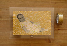 将图片加载到图库查看器，Golden Art Collage Over A Vintage Baby Portrait Photo - Naomi Vona Art
