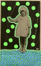 Charger l&#39;image dans la galerie, Neon Green Art Collage On Vintage Baby Girl Portrait - Naomi Vona Art
