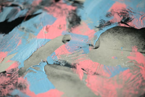 Salmon Pink And Light Blue LP Cover Art Collage - Naomi Vona Art