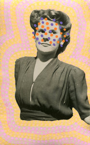 Pastel Shades Mixed Media Art Collage On Vintage Woman Photo - Naomi Vona Art