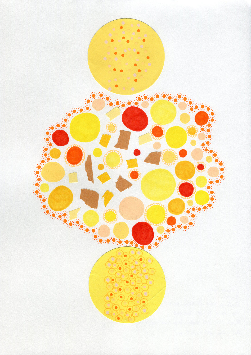 Yellow Red Abstract Art Collage - Naomi Vona Art
