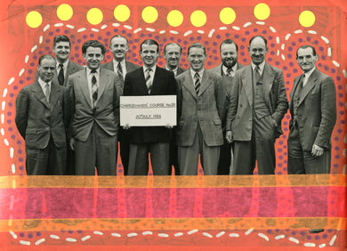 Vintage Group Of Smiling Men Portrait Art Collage - Naomi Vona Art