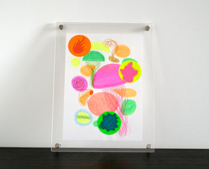 Neon Jellyfish Inspired Abstract Art Collage - Naomi Vona Art
