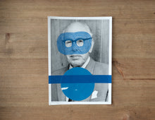 Load image into Gallery viewer, Blue Vintage Masked Man Portrait Photo Art Collage - Naomi Vona Art

