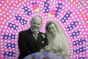 Happy Smiling Vintage Wedding Couple Photo Art Collage - Naomi Vona Art