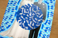 Carica l&#39;immagine nel visualizzatore di Gallery, Blue And White Vintage Wedding Couple Portrait Art Collage - Naomi Vona Art
