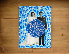 Carica l&#39;immagine nel visualizzatore di Gallery, Blue And White Vintage Wedding Couple Portrait Art Collage - Naomi Vona Art
