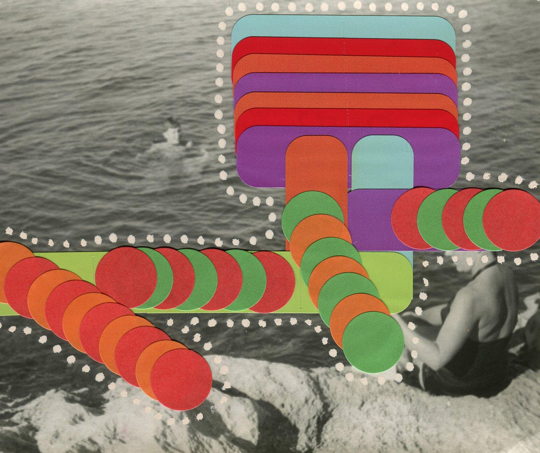 Abstract Geometric Collage Composition On Vintage Seascape Photo - Naomi Vona Art