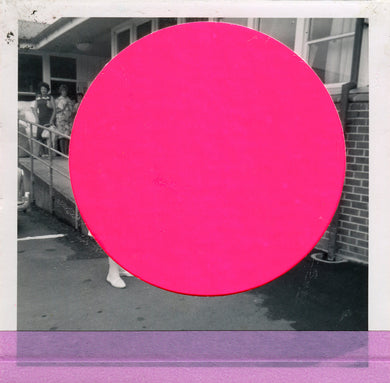 Neon Pink Abstract Collage On Vintage Photo - Naomi Vona Art