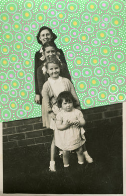 Vintage Sisters Portrait Photo Altered With Pens - Naomi Vona Art