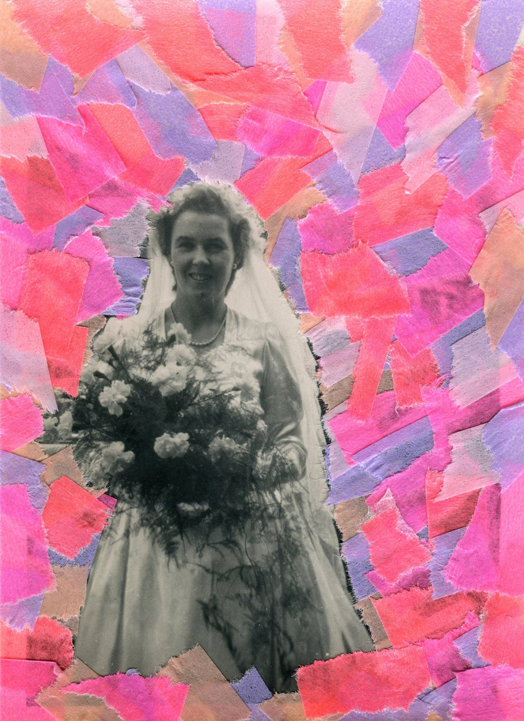 Wedding Photography Art Collage Of A Smiling Bride Portrait - Naomi Vona Art
