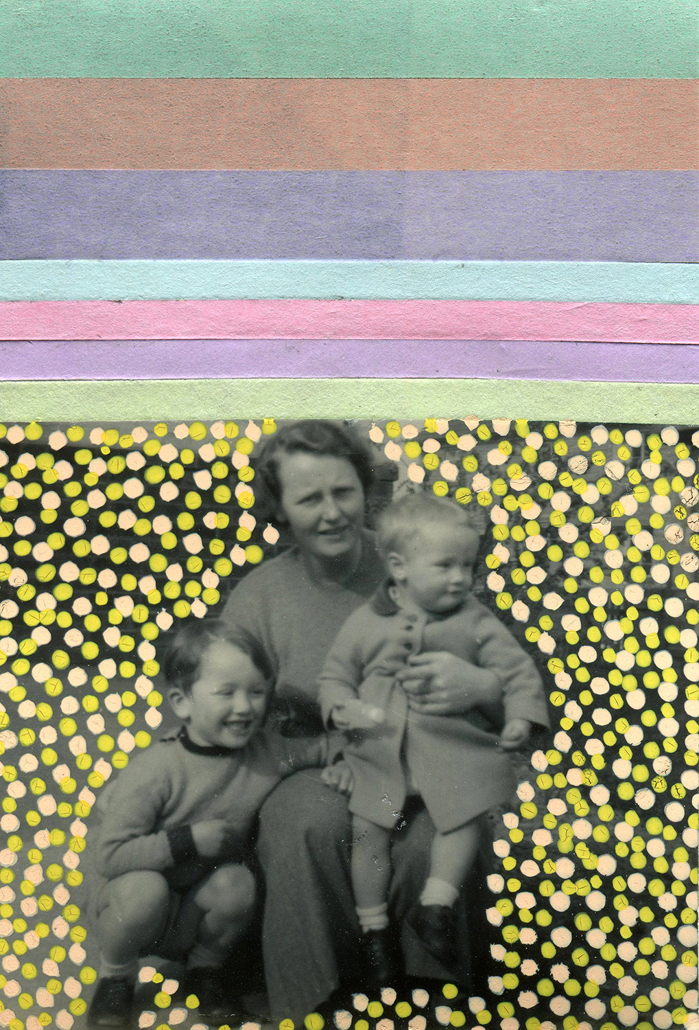 Mother With Child Manipulated With Mixed Media Materials - Naomi Vona Art