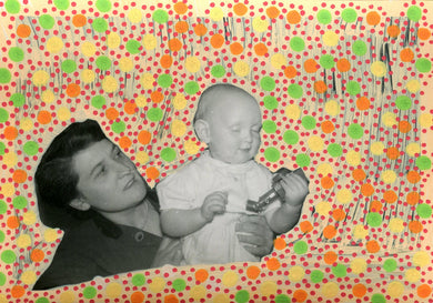 Mother And Baby Art Collage Created On Small Vintage Photography - Naomi Vona Art