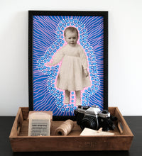 Cargar imagen en el visor de la galería, Electric Blue Vintage Fine Art Print, Retro Poster Art Collage - Naomi Vona Art
