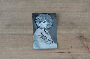 Black Silver Art Collage On Mixed Media Man Portrait Photo - Naomi Vona Art