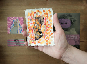 Tiny Fluorescent Collage On Cotton Rag Paper - Naomi Vona Art