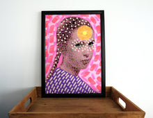 Charger l&#39;image dans la galerie, Manipulated Vintage Girl Portrait, Surreal Pink Art Collage Print - Naomi Vona Art
