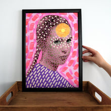 将图片加载到图库查看器，Manipulated Vintage Girl Portrait, Surreal Pink Art Collage Print - Naomi Vona Art

