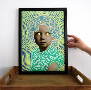 Fluorescent Green And Yellow Wall Pictures Art Print Collage - Naomi Vona Art