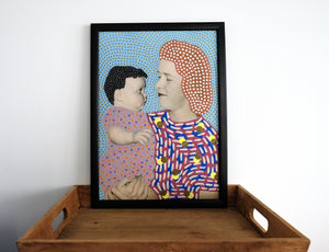 Mother With Baby Contemporary Vintage Collage Reproduction - Naomi Vona Art