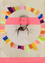Load image into Gallery viewer, Contemporary collage artwork, vintage photo of a woman with many colors - Naomi Vona Art
