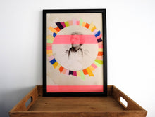 Load image into Gallery viewer, Contemporary collage artwork, vintage photo of a woman with many colors - Naomi Vona Art
