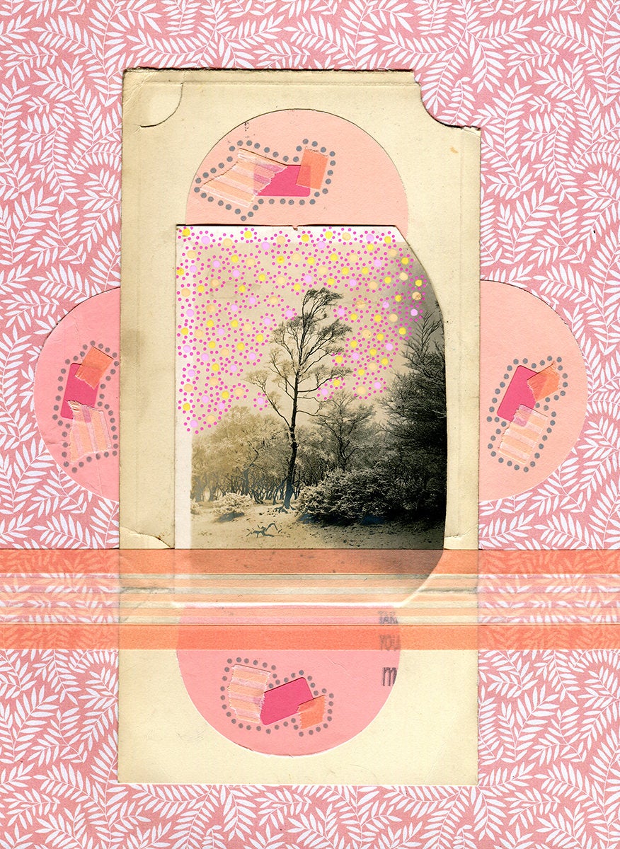 Pastel And Nude Pink Collage Art Landscape - Naomi Vona Art