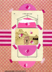 Neon Pink Landscape Art Collage, Paper Ephemera Original - Naomi Vona Art