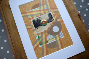 Original Paper Ephemera Collage Art Beige - Naomi Vona Art