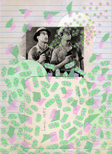 Cargar imagen en el visor de la galería, Mint Green Collage, Mixed Media Artworks Using Vintage Pictures - Naomi Vona Art
