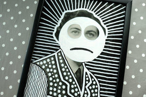 Black and white art poster, portrait of a shy woman - Naomi Vona Art