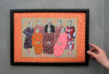 Load image into Gallery viewer, Pop art vintage poster, altered vintage family portrait with neon colors - Naomi Vona Art
