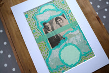 将图片加载到图库查看器，Mint Green Original Mixed Media Collage, Wedding Artwork - Naomi Vona Art
