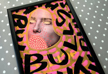 Load image into Gallery viewer, Modern contemporary wall art decor, pink, orange and black giclée print - Naomi Vona Art
