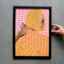 Load image into Gallery viewer, Neon Yellow, Orange And Pink Contemporary Giclée Art Print - Naomi Vona Art
