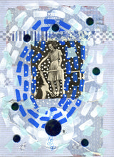 Cargar imagen en el visor de la galería, Girl Feeding Deer Vintage Photo, Mixed Media Collage Art - Naomi Vona Art

