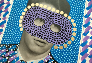 Portrait Art Original Altered With Golden Round Stickers - Naomi Vona Art