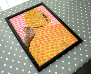 Neon Yellow, Orange And Pink Contemporary Giclée Art Print - Naomi Vona Art
