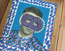 将图片加载到图库查看器，Portrait Art Original Altered With Golden Round Stickers - Naomi Vona Art
