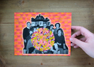 Mixed Media Collage Art On Retro Family Portrait Photo - Naomi Vona Art