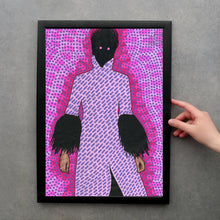 将图片加载到图库查看器，Pink And Purple Fashion Altered Woman Portrait - Naomi Vona Art
