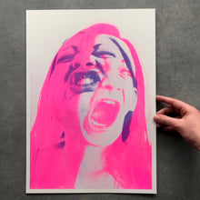 Load image into Gallery viewer, Contemporary art limited edition poster, self-portrait in neon pink - Naomi Vona Art
