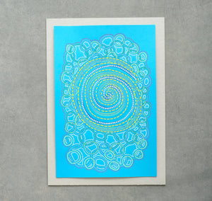 Bright Turquoise Contemporary Abstract Drawing - Naomi Vona Art