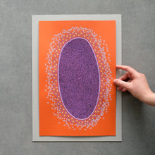 Cargar imagen en el visor de la galería, Purple Abstract Organic Art Drawing Illustration On Orange Paper - Naomi Vona Art
